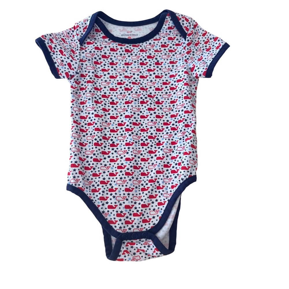 Vineyard Vines for Target Baby Bodysuit 12M Red White Blue Whale Star nautical